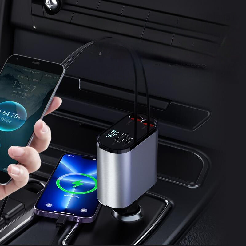 Încărcător Auto de Viteză Mare 12V – USB & Type-C Cu Ecran