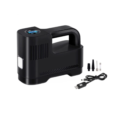 Bärbar Digital 12V Luftkompressor Med LED-lampa — Säkerhet Och Användning På Natten