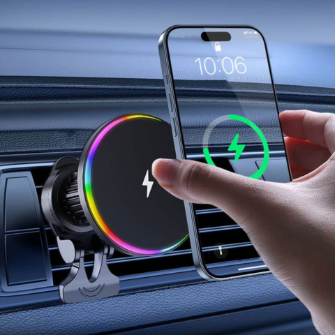 Support De Téléphone Voiture – Charge Sans Fil Et Éclairage Led