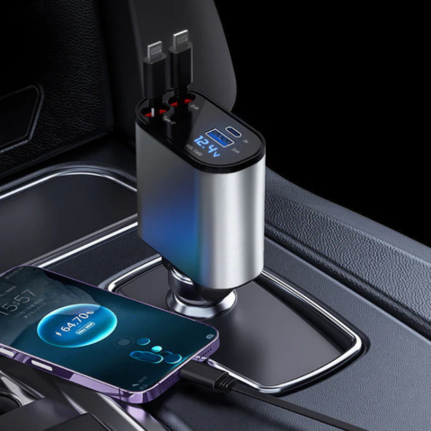 Fast Car Charger – Compatibility with iPhone and USB-C 