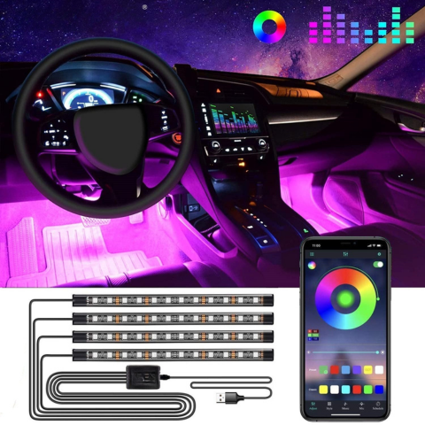 Car Ambient LED Kit – Sound Reactive Multicolor Lights 