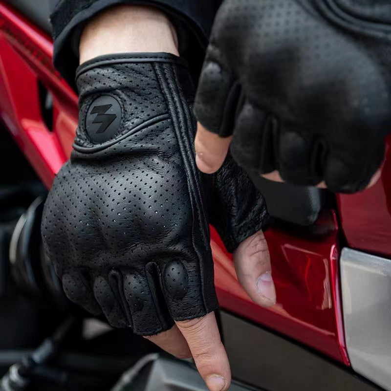 Half-finger leather gloves