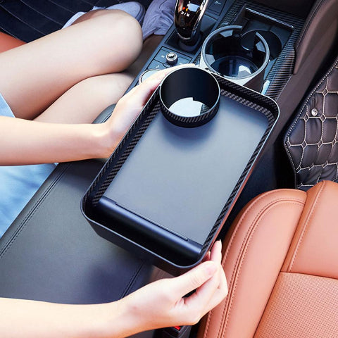 Car Storage Support – Integrated Tray and Cup Holder 